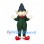 Elf Mascot Costume with Dark Green Suit and Striped Cone Hat