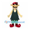 Elf Mascot Costume with Red Cap and Curled Shoes