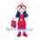 Elf Girl Mascot Costume with Pink Dress and Blue Hair