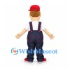 Boy Mascot Costume with Navy Overalls and Red Cap