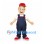 Boy Mascot Costume with Navy Overalls and Red Cap
