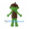 Forest Elf Mascot Costume in Green with Brown Leaf Outfit