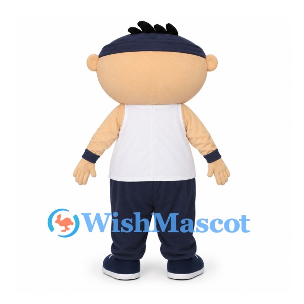 Boy Mascot Costume with White Tank Top and Navy Headband