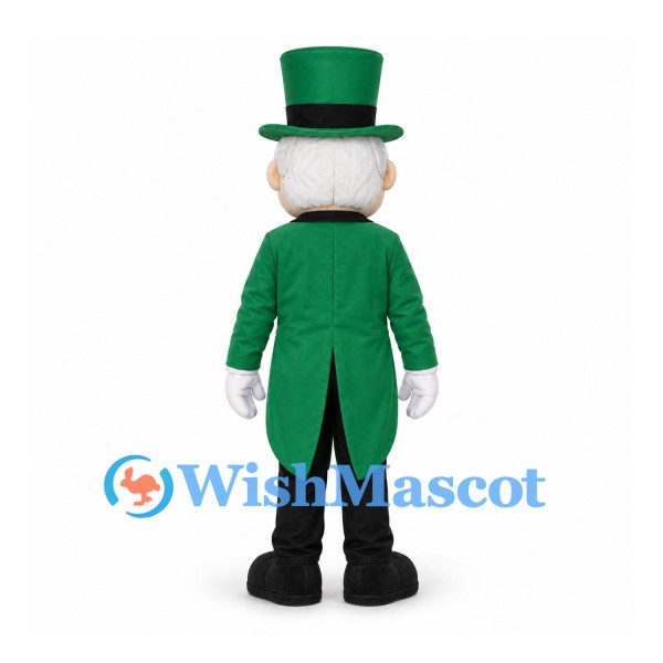 Leprechaun Mascot Costume with Green Tailcoat and Top Hat