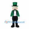 Leprechaun Mascot Costume with Green Tailcoat and Top Hat