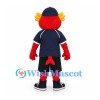 Red Creature Mascot Costume with Navy Sports Shirt and Cap