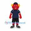 Red Creature Mascot Costume with Navy Sports Shirt and Cap