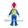 Alien Mascot Costume with Pink Mohawk and Blue Space Suit