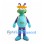 Alien Mascot Costume with Turquoise Body and Purple Antennae