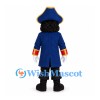 Pirate Captain Mascot Costume with Blue Coat and Tricorn Hat