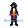 Pirate Captain Mascot Costume with Blue Coat and Tricorn Hat