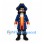 Pirate Captain Mascot Costume with Blue Coat and Tricorn Hat