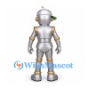 Robot Mascot Costume in Silver with Gold Trim