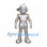 Robot Mascot Costume in Silver with Gold Trim
