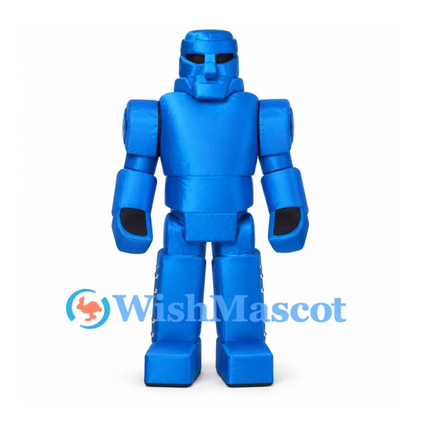 Robot Mascot Costume in Blue with Block Shaped Limbs