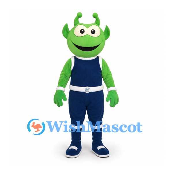 Alien Mascot Costume in Green with Navy Space Suit