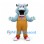 Monster Mascot Costume in Pale Blue with Yellow Overalls