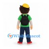 Schoolboy Mascot Costume with Green Shirt and Black Backpack