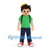 Schoolboy Mascot Costume with Green Shirt and Black Backpack