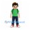Schoolboy Mascot Costume with Green Shirt and Black Backpack