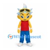 Boy Mascot Costume with Spiky Blue Hair and Yellow Goggles