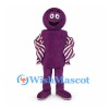Purple Character Mascot Costume with Round Head and Striped Sleeves
