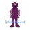 Purple Character Mascot Costume with Round Head and Striped Sleeves