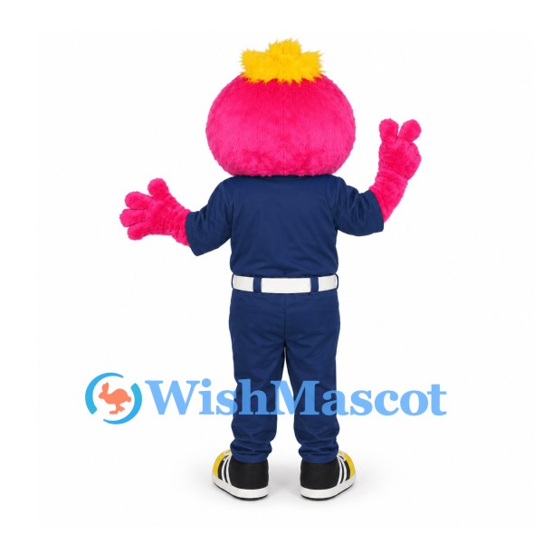 Monster Mascot Costume in Pink with Navy Work Suit