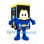 Bus Mascot Costume in Blue and Yellow with Smiling Face