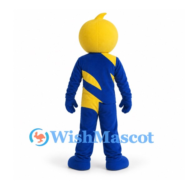 Lightning Character Mascot Costume in Blue and Yellow