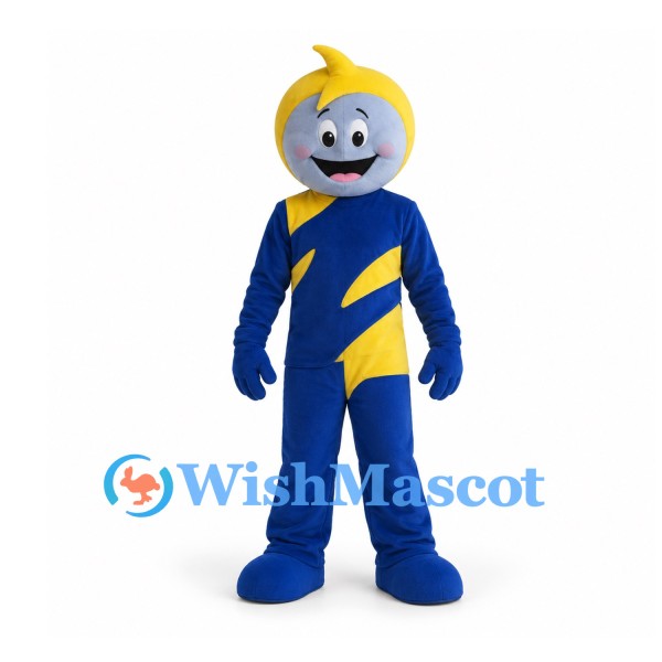 Lightning Character Mascot Costume in Blue and Yellow