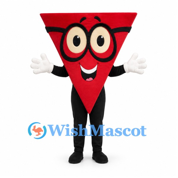Triangle Mascot Costume in Red with Black Glasses