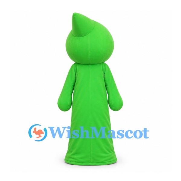Green Character Mascot Costume with Pointed Head and White Belly