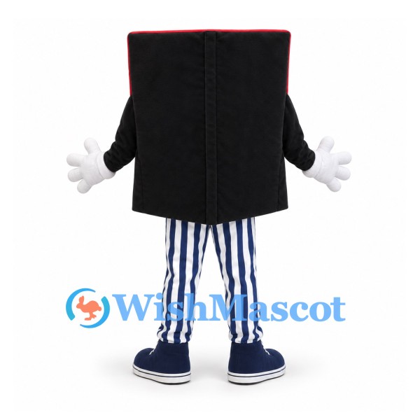Book Mascot Costume in Red with Striped Pants