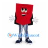 Book Mascot Costume in Red with Striped Pants
