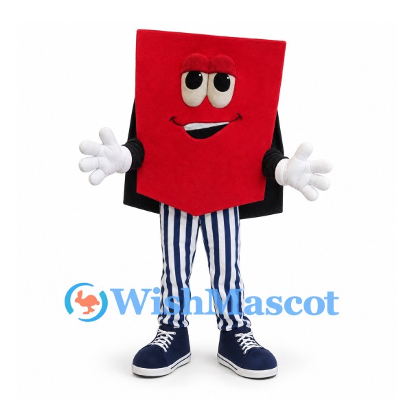 Book Mascot Costume in Red with Striped Pants