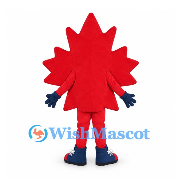 Maple Leaf Mascot Costume in Red with Blue Gloves