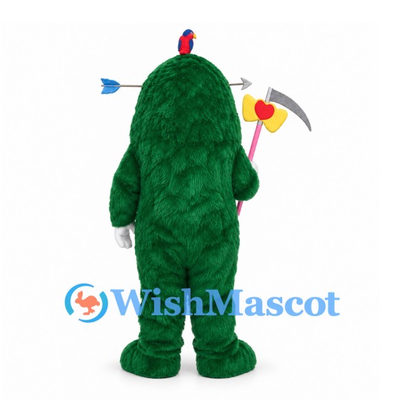 Monster Mascot Costume in Green with Multicolored Horns