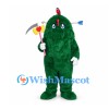 Monster Mascot Costume in Green with Multicolored Horns