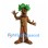 Tree Mascot Costume with Brown Trunk and Green Leaf Crown
