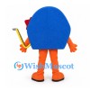 Alarm Clock Mascot Costume in Blue and Orange with Yellow Hands