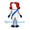 Tooth Mascot Costume with Red Hair and Blue Sash