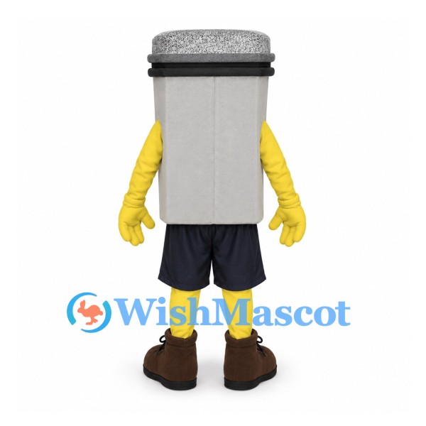 Battery Mascot Costume in Silver with Sunglasses