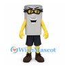 Battery Mascot Costume in Silver with Sunglasses