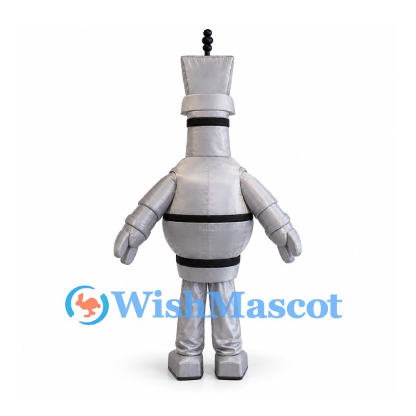 Robot Mascot Costume in Silver with Button Panel