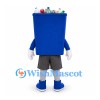 Recycling Bin Mascot Costume in Blue with Bottles and Cans