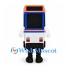 Bus Mascot Costume in Blue and White with Orange Roof