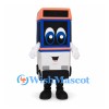Bus Mascot Costume in Blue and White with Orange Roof