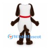 Dog Mascot Costume in Brown and White with Red Collar