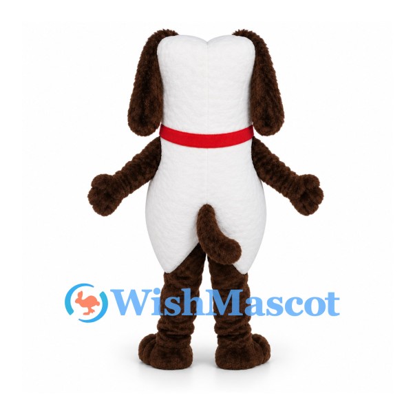 Dog Mascot Costume in Brown and White with Red Collar